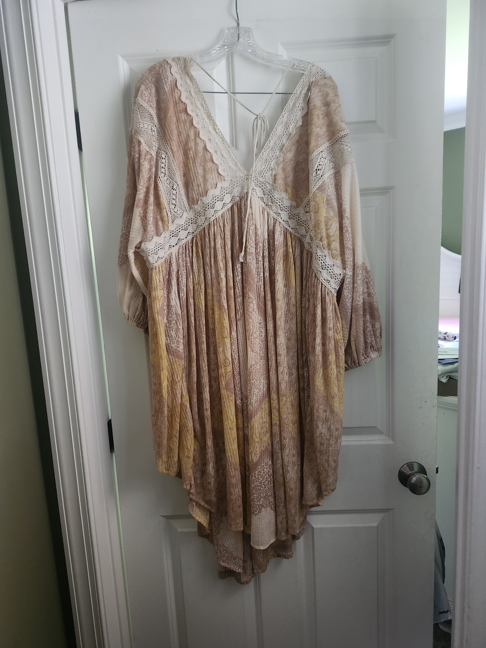 Free People Asymmetrical Boho Dress in Beige, Yellow, Cream